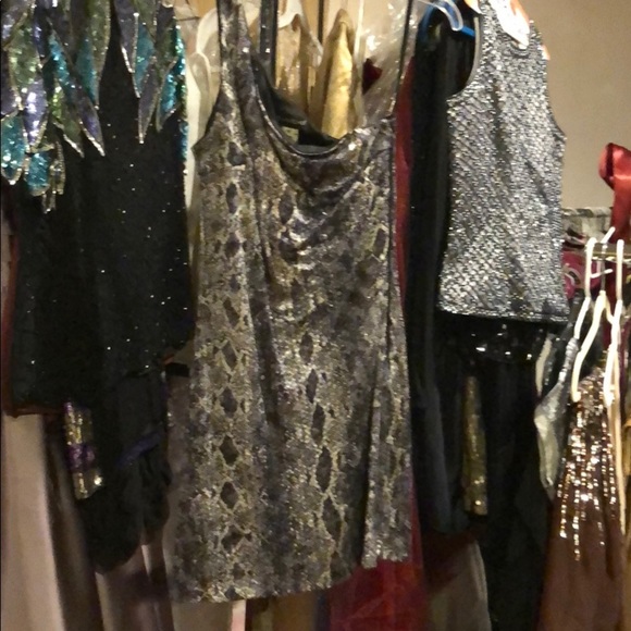 Bebe Moda Stretchy python AB sequins one shoulder 🤩 SC5 - Picture 1 of 9